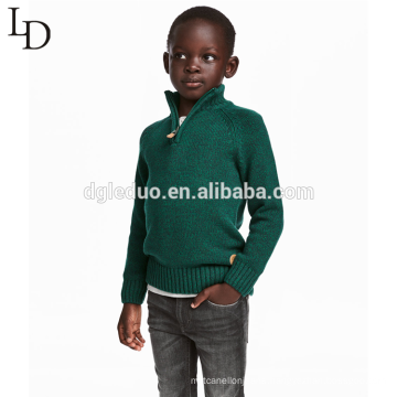 New design children clothes green kid pullover tall neck boy sweater